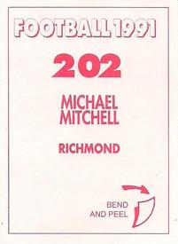 1991 Select AFL Stickers #202 Michael Mitchell Back